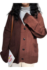 Veste boutonnée en tricot à col en V vintage d'automne